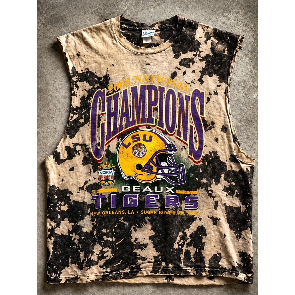 2003 LSU National Champions VTG Cutoff Tee 2XL Sugar Bowl